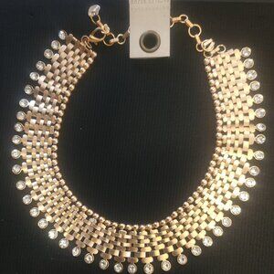 A SHOWSTOPPER! Anthropologie  Crystal Woven Track Necklace NWT